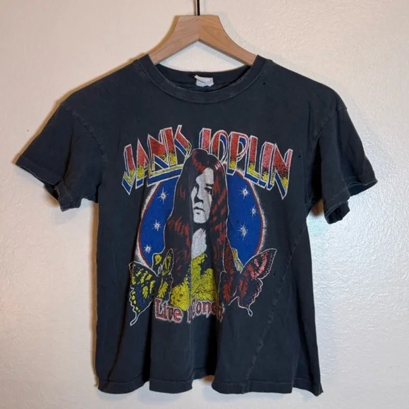 MadeWorn Black Graphic Janis Joplin Short Sleeve Tee sz. Small - Picture 2 of 5